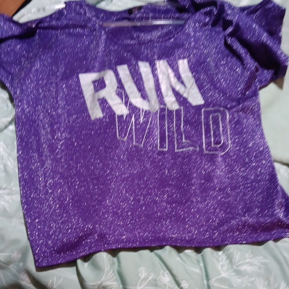 Material Girl Purple GlitteryTop With Cold Shoulder Sleeves
